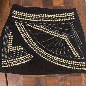 Carmin Black and Gold Studded Women's Skirt Sz M